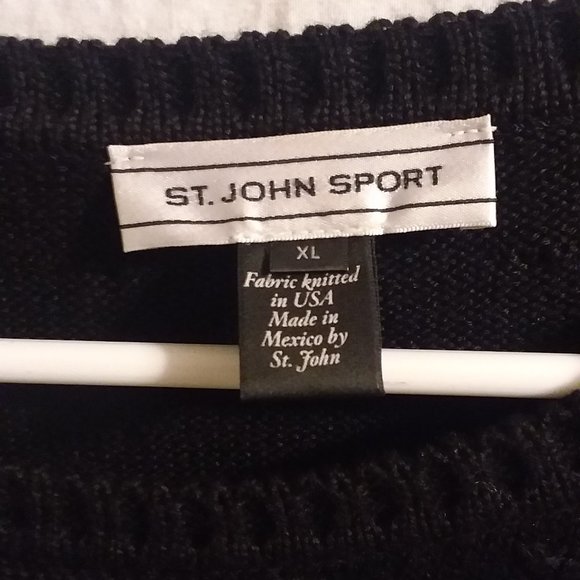 St.John Sport Women's XL Black Sweater Wool Blend Long Sleeve - Picture 3 of 8